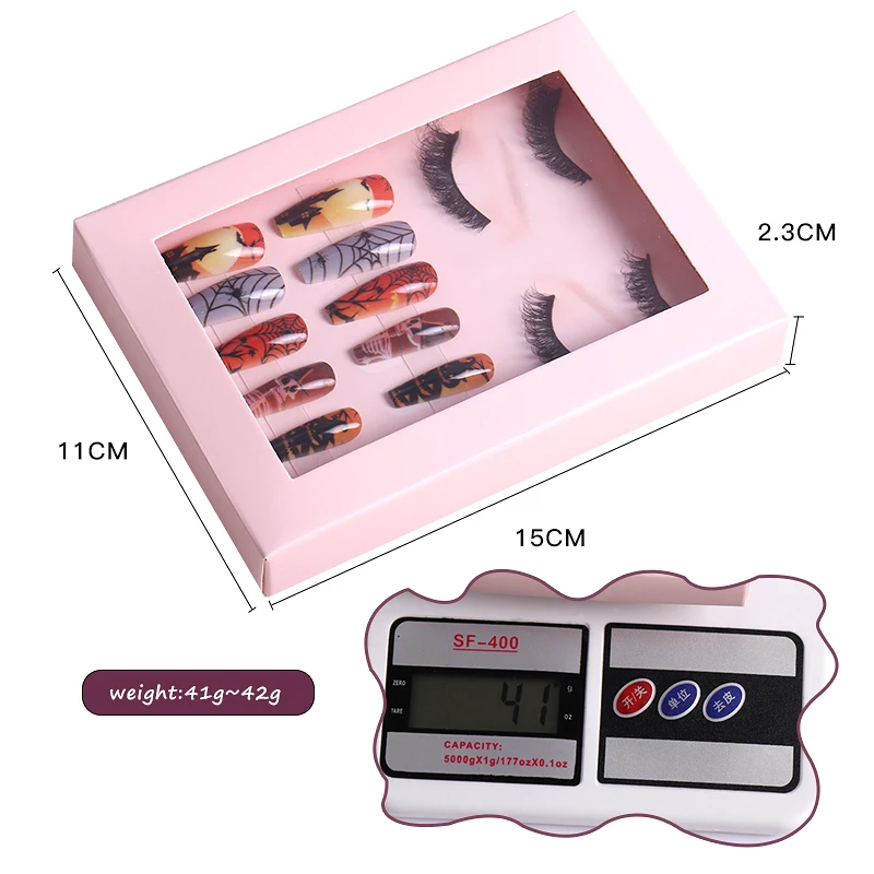Christmas Packaging Lashes Christmas Party Press On Nails Art Gifts Set Color Faux Mink Eyelashes