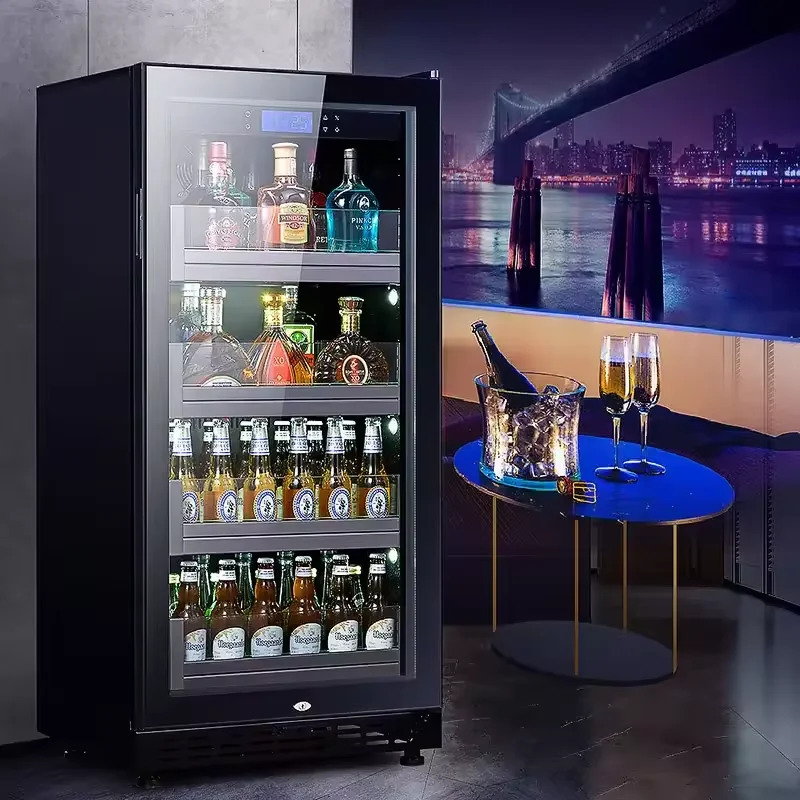 Low noise upgrade compressor cooler 208L counter with lock and key ordering area glass door wine refrigerator