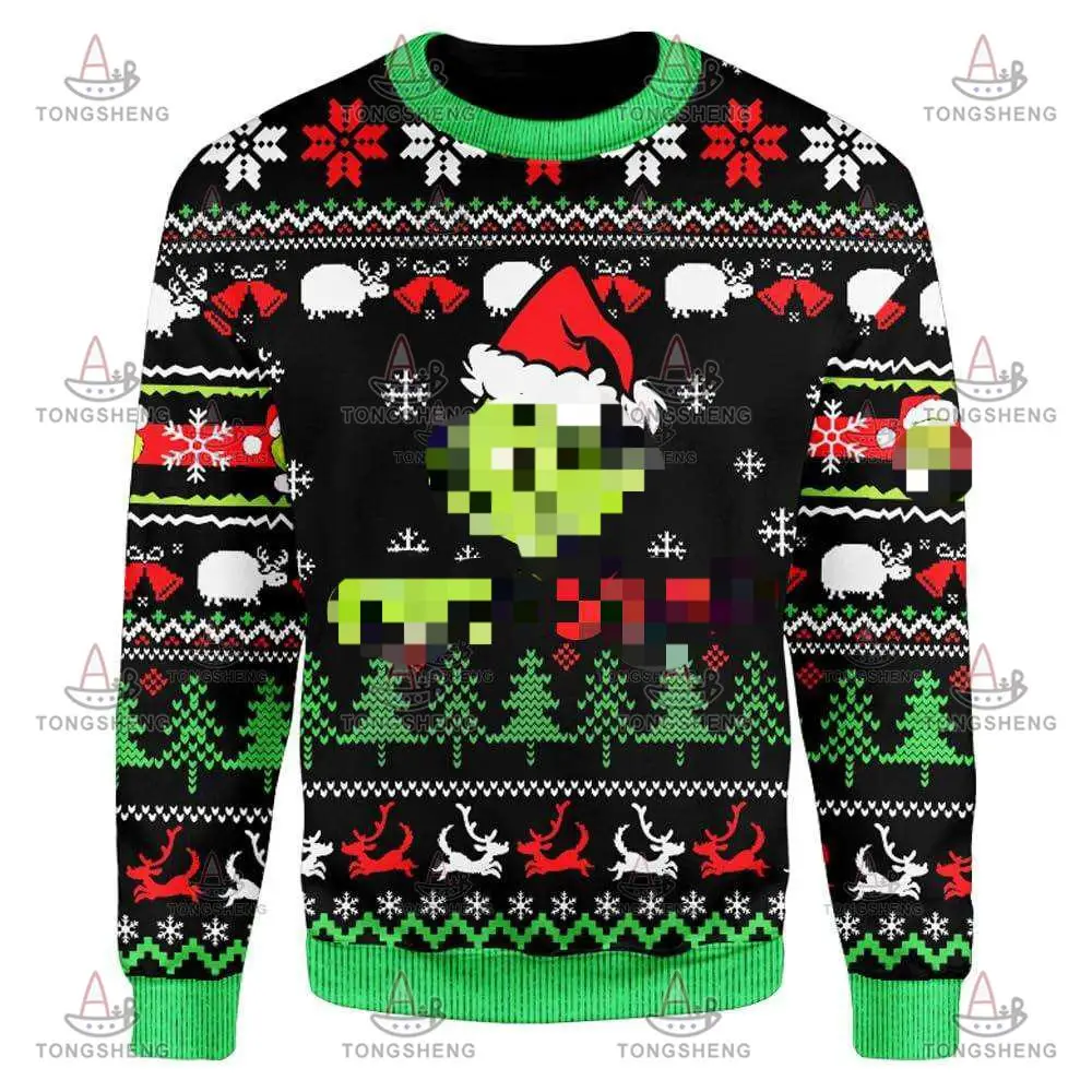 2024 Knitwear Supplier Custom Mens 3D Christmas Sweater Party Pullover Funny Women Grinchs Ugly Christmas Sweater For Adults