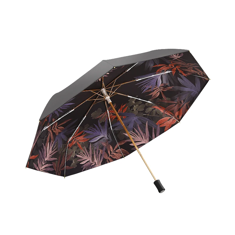 pink umbrella Promotional Woman Sunshade Outdoor 3 Fold Custom Printed Sublimation Art Botanical Pattern Umbrellas regenschi