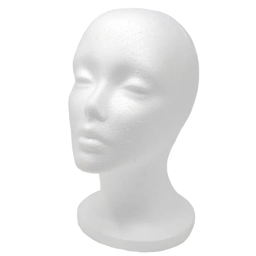 Styrofoam Wig Head, Female Foam Mannequin Head Stand and Holder for Style