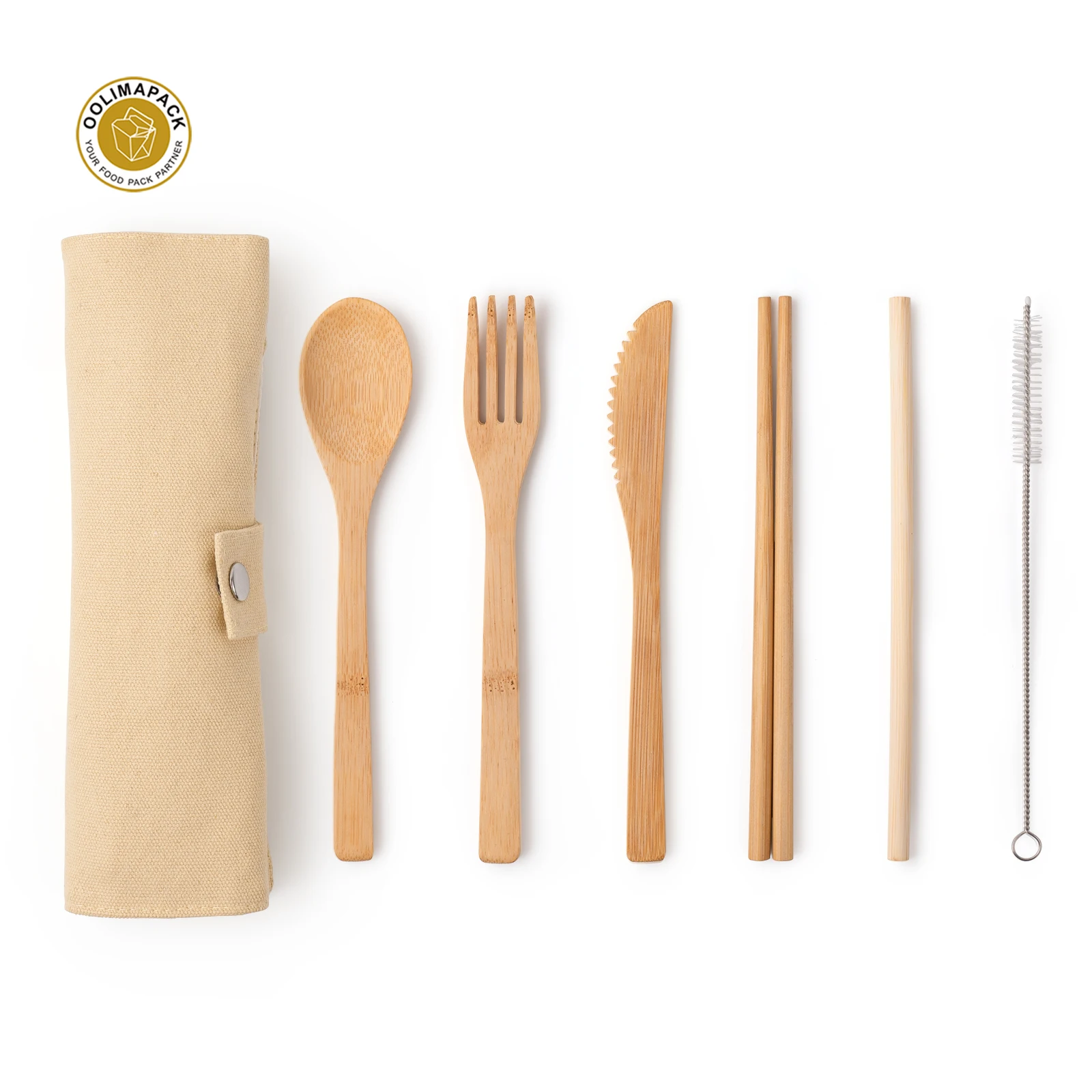 OOLIMAPACK Eco-Friendly Reusable Bamboo Travel Cutlery Tableware Set Biodegradable Disposable Cutlery For Parties