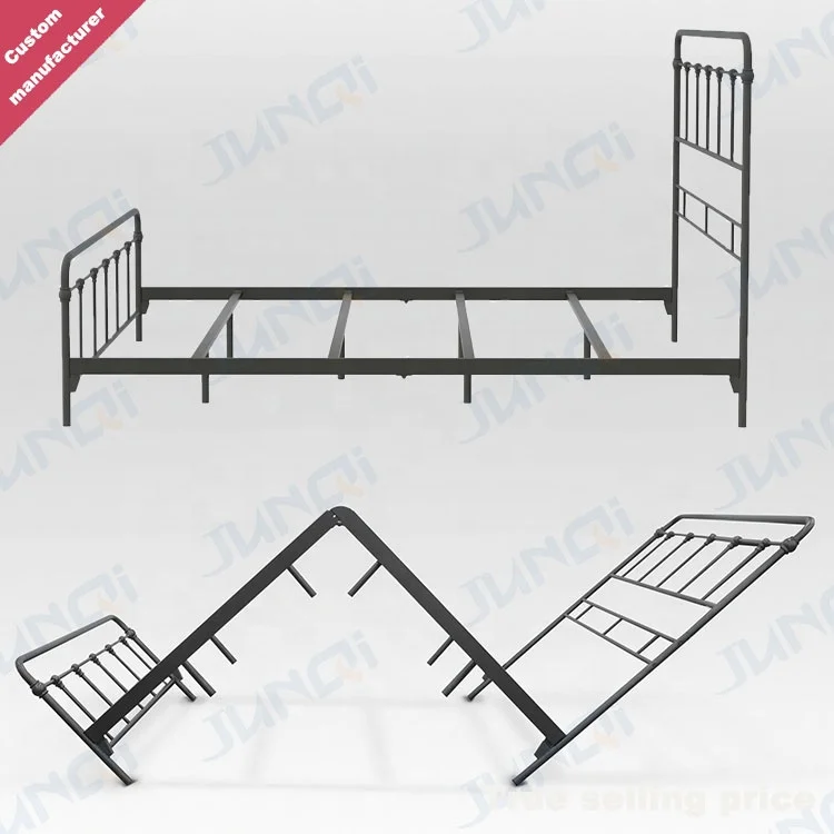 Tiktok hot sale bedroom furniture Vintage Metal Platform Bed Frame Easy Assembly Platform double folding bed