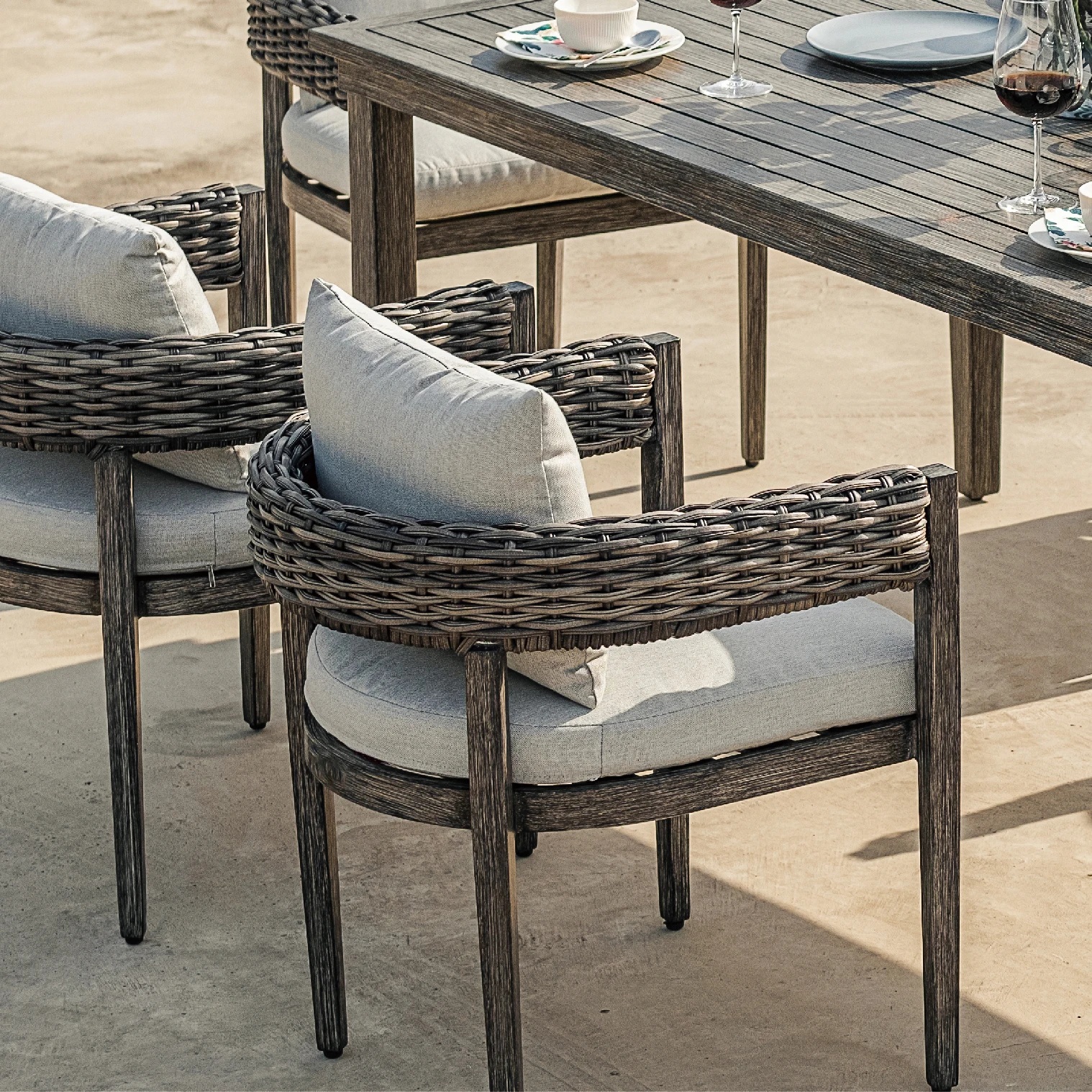Sherman popular outdoor furniture 7 piece rattan outdoor dining furniture set