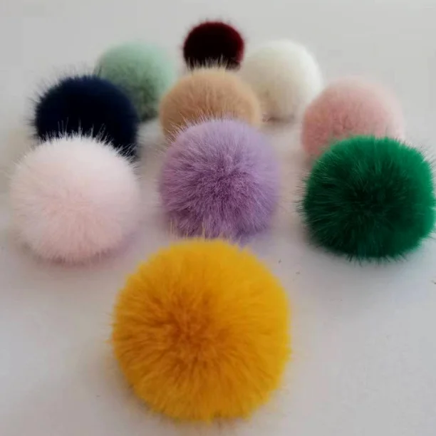 6cm Imitation Mink Fur Covered Ball Beads Colorful Charm Pompom Beads For DIY Crafts Materials Ornament Making Supplies