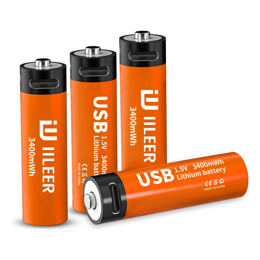 Multi-function 1.5V No.5 USB Rechargeable Battery 3400mWh 14500 Lithium Battery For Fingerprint Lock Toy