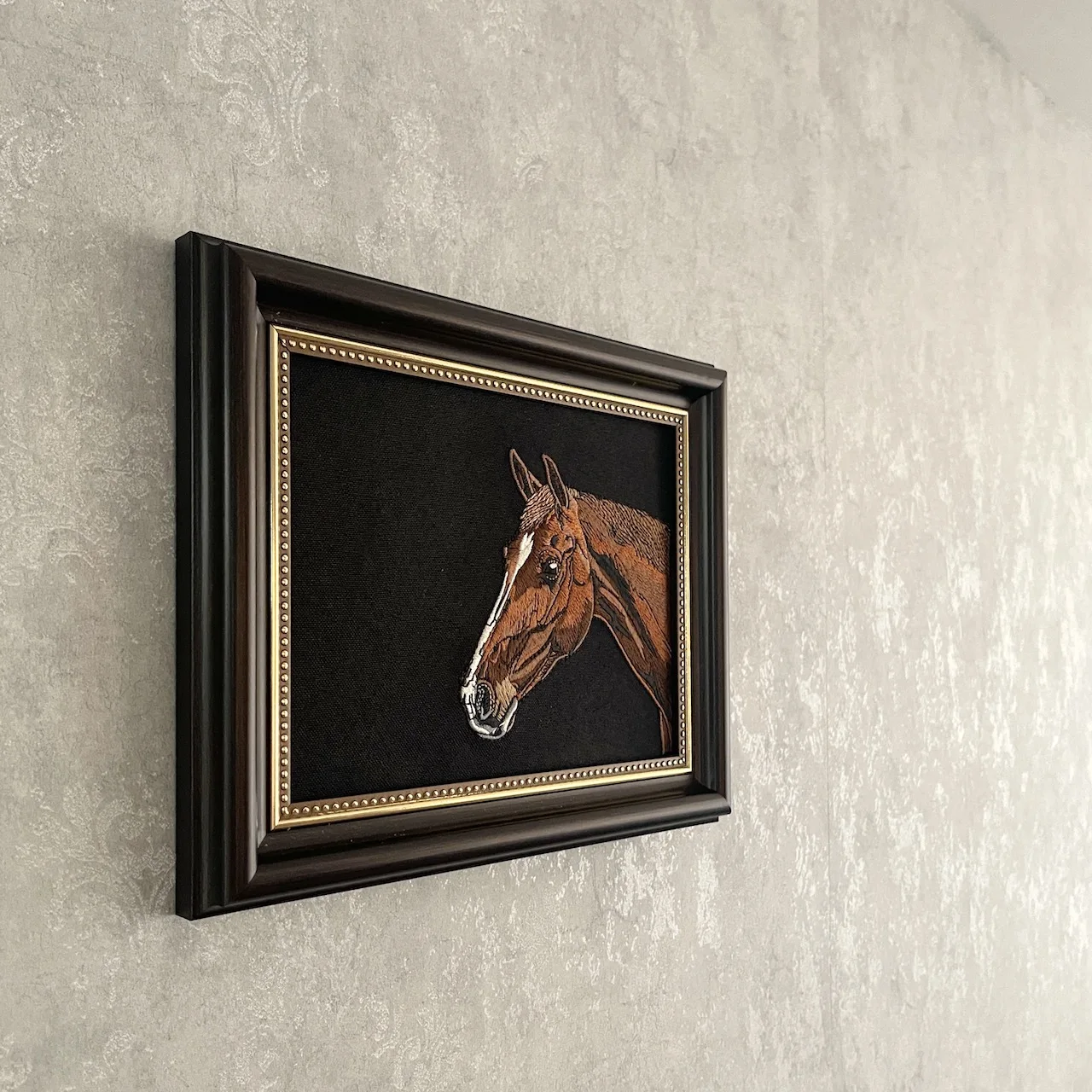 8' Modern Luxury Home Decor Accents Embroidery Art for Wall Hanging & Tabletop Chic Horse Design Framed Decorative Art