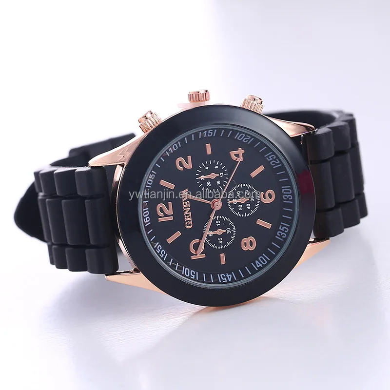Hot Selling Popular Geneva Silicone Rubber Colorful Quartz Watch Unisex Sports Leisure Fashion Watch