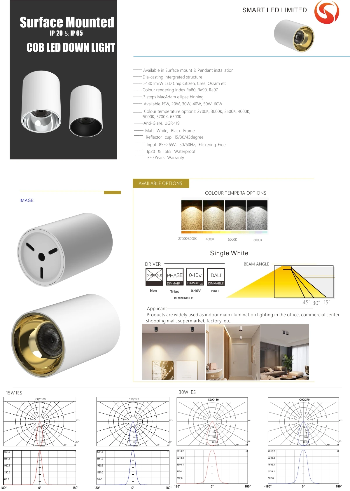 surface mount led downights 8w