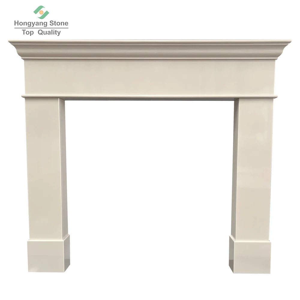 Ivory Pearl Cream Micro Marble Artificial Marble Irish Fireplace Mantel Frame