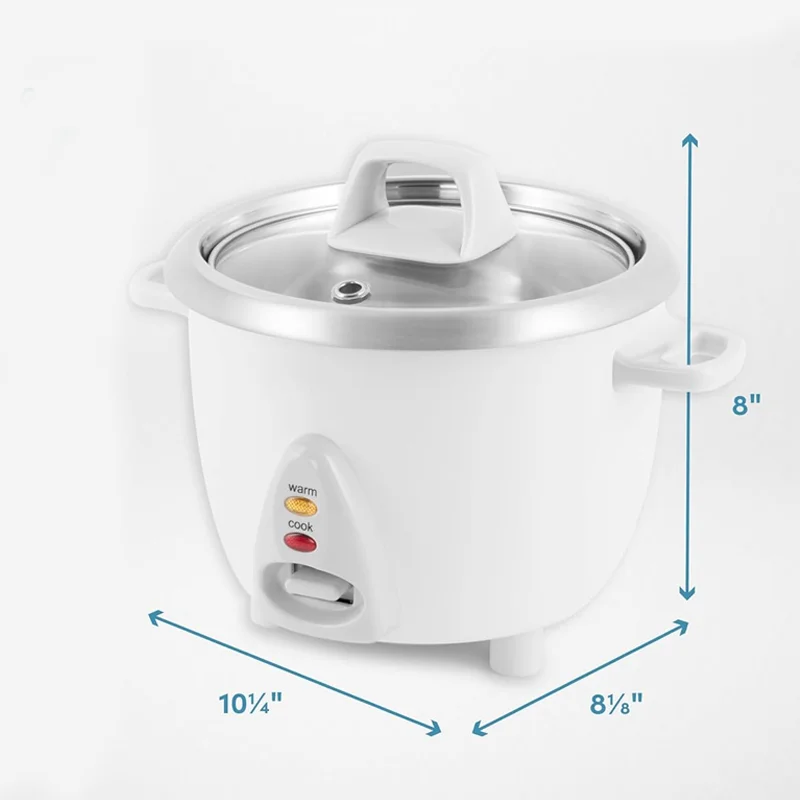 Kitchen 6 Cup Cooking Rice Omelets Soups Oatmeal Pasta Multifunctional Electric Rice Cooker with Stainless Steel 1.8L Inner Pot