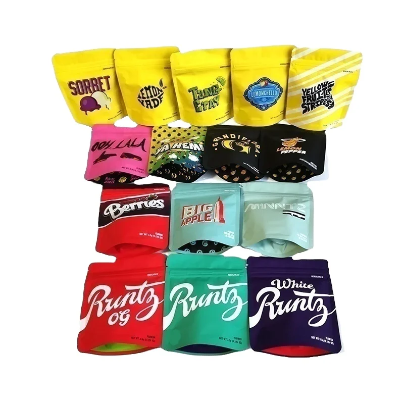 
New In stock Custom Logo Print Matte Smell Proof Packing Mini Zip lock Weed Mylar Plastic Cookie Packaging Bags With Window 