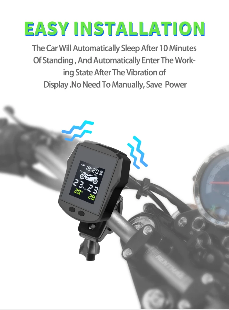 Motorcycle Tire Pressure Monitoring System USB Rechargeable Waterproof Shockproof Two Wheel Wireless Motorbike TPMS