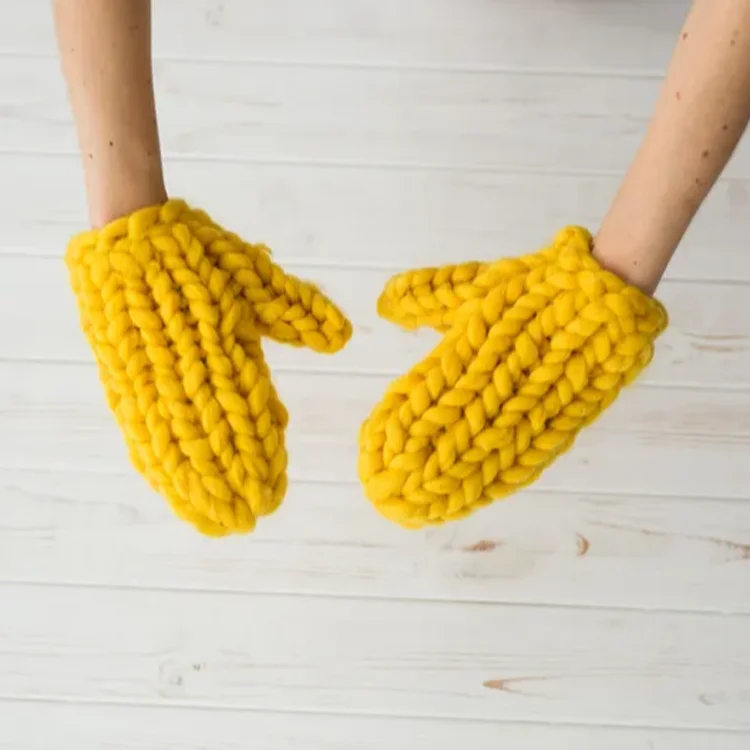 F-9983 новые дизайнерские 2022 зимние лыжные перчатки из мериносовой шерсти; Обувь на толстом массивном каблуке вязанный крючком Варежки Унисекс оптовая продажа грелка для