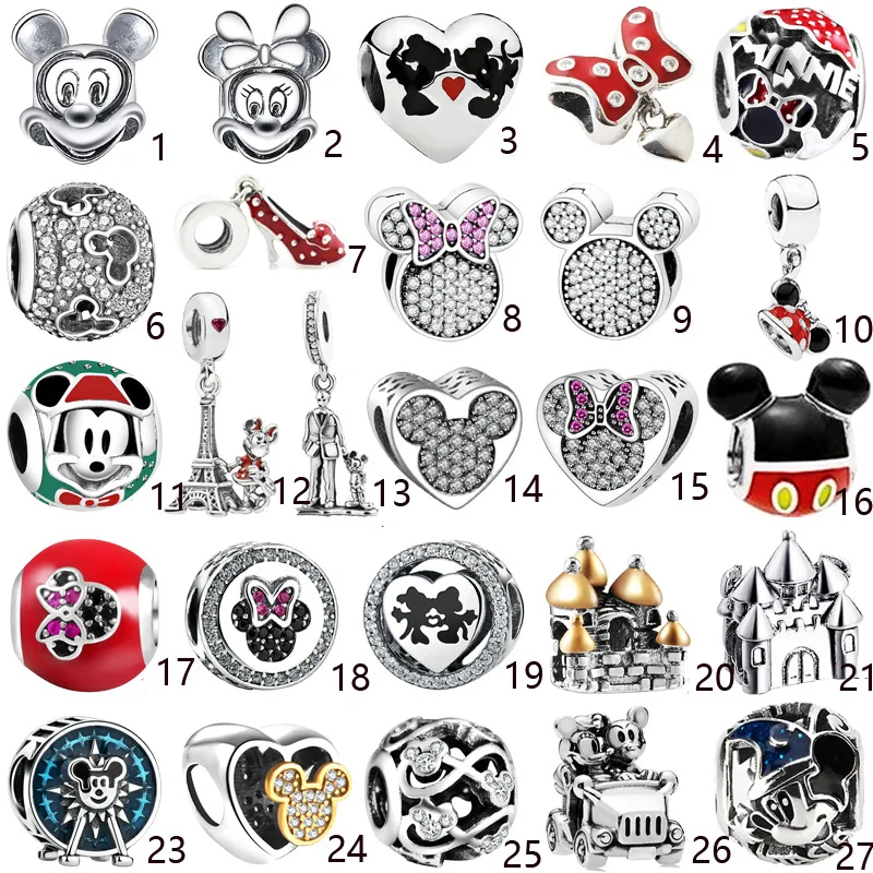 Красочные бусины в форме мыши, оригинальные подвески для браслетов Pandora, милая серия животных, Женские Подвески «сделай сам», ювелирные изделия