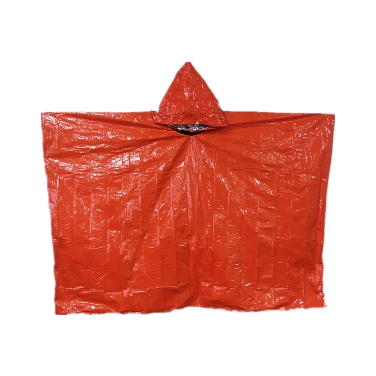 PE Orange Raincoat Wrapped Bulk Emergency Disposable Raincoats Ponchos with Hood for Adults