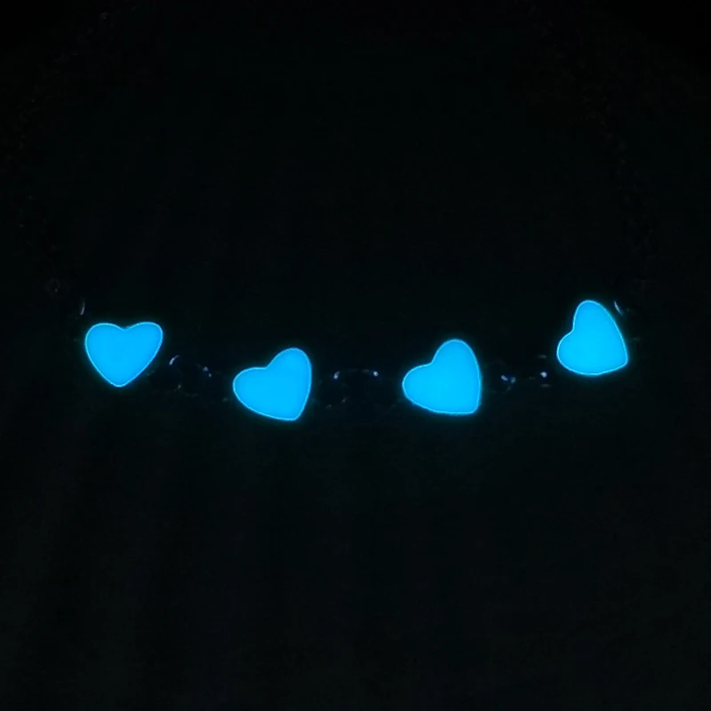 Glow In The Dark Luminous Couple Bracelets Glowing Bangle Chic Heart Charm Bracelet For Women Silver Jewelry