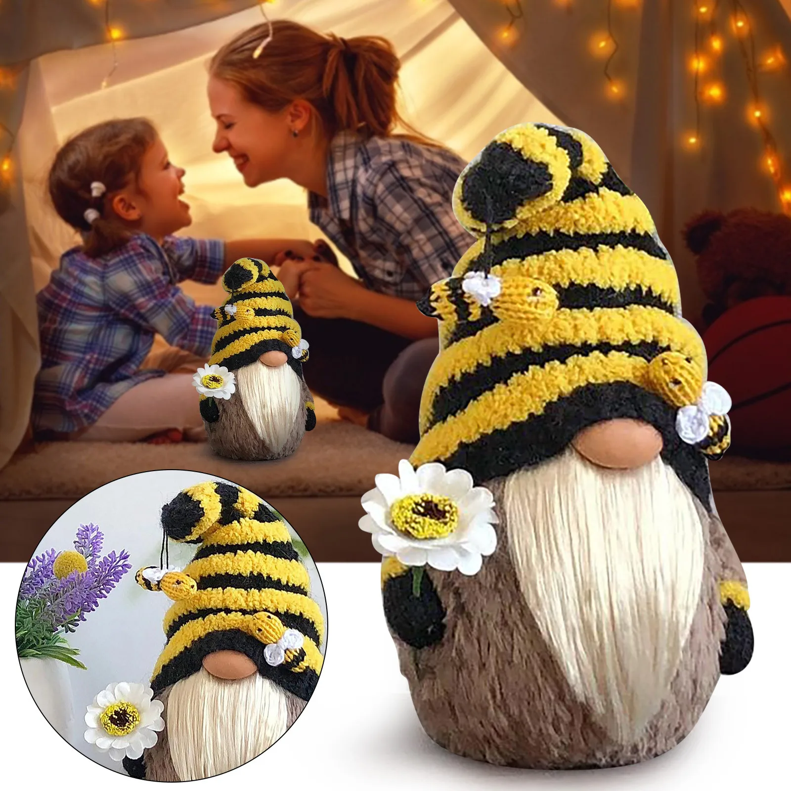 New World Bee Day Handmade Dwarf Faceless Plush Dolls Bumble Bee Elves doll Honey Bees plush doll ornaments home decoration