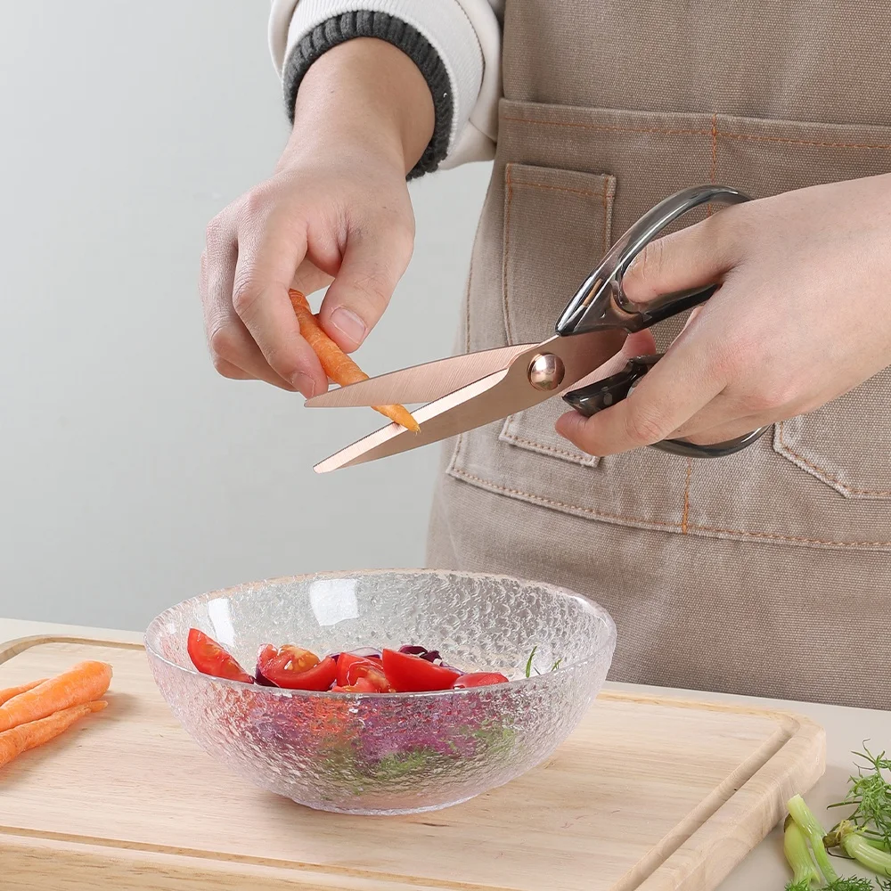 New Design Transparent Acrylic And Gold Scissors Multifunctional Kitchen Scissors Cutting Scissors