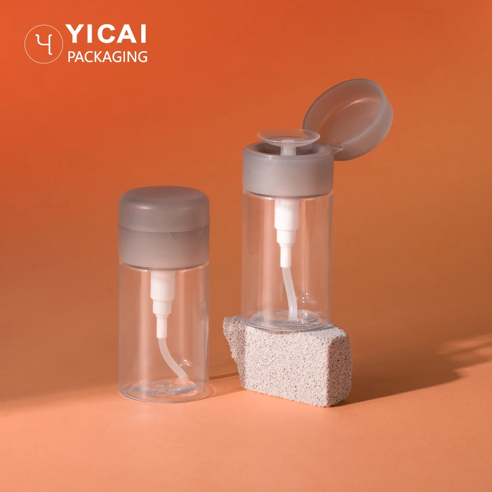 Empty skin-friendly deep cleansing oil package 200ml Makeup clear plastic Nail Polish Remover bottle with pump