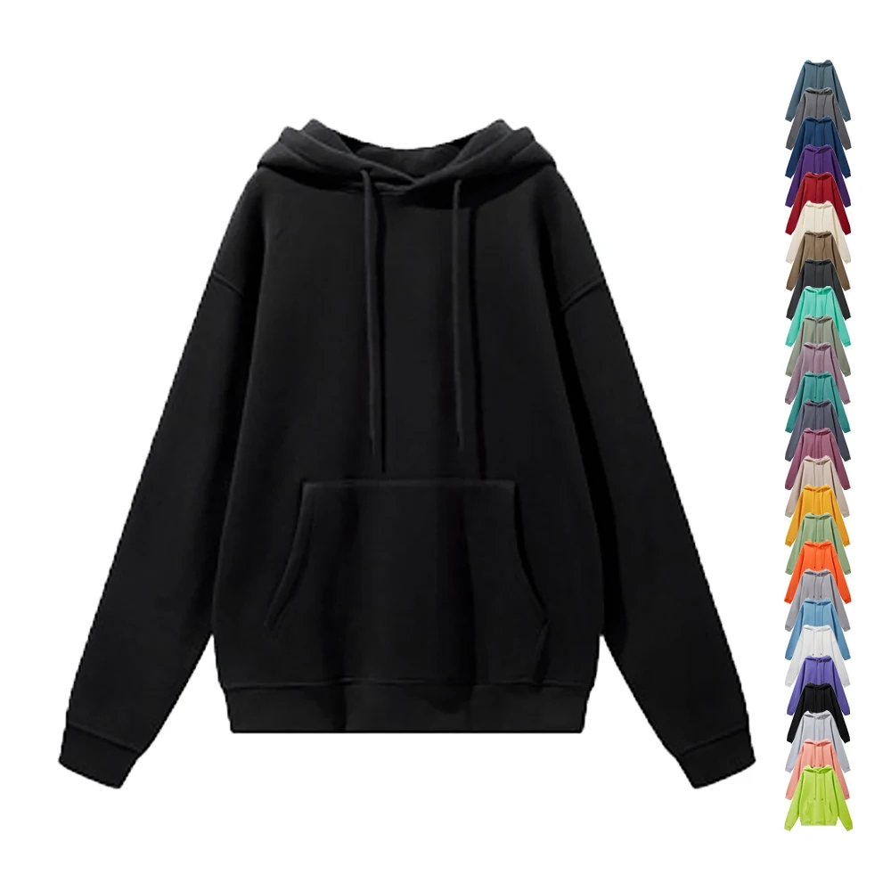 Custom 3D Puff Embroidered Screen DTG Printed Heavyweigh 345GSM Fleece Cotton 36 Color Pullover Oversized Men Hoodies