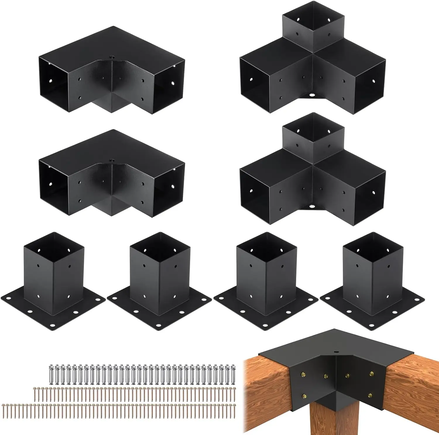 Custom Hot Sale Stainless Steel Black Metal Pergola Brackets 4x4 6x6 8x8 Kit Brackets Manufacturer