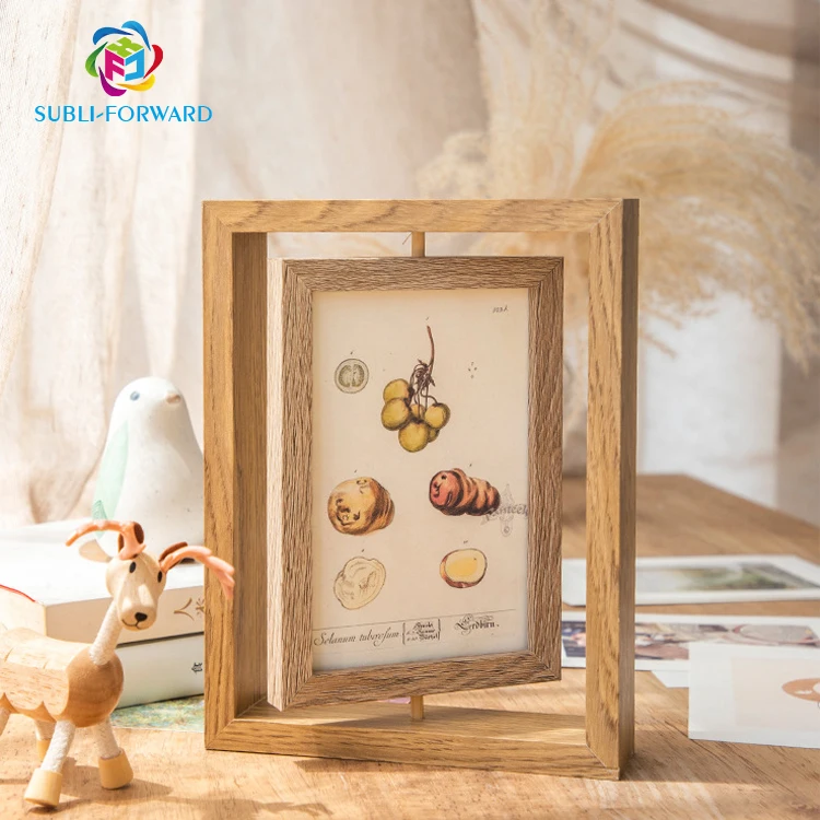 Factory Price Handmade Natural Sublimation Double Sided Wooden Picture Floating Photo Frame