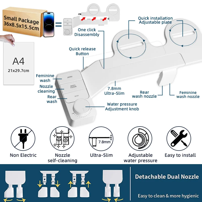 The Newest Nozzle Self-Cleaning Bidet De Toilette Latest Clean Vagina Shattaf Bide Free Sample Smart Bidet Attachment