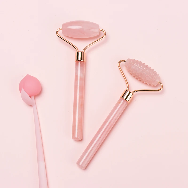 Wholesale Factory Low Price Private Label 100% Real Natural Facial Massage Tool Rose Quartz Jade Roller For Face