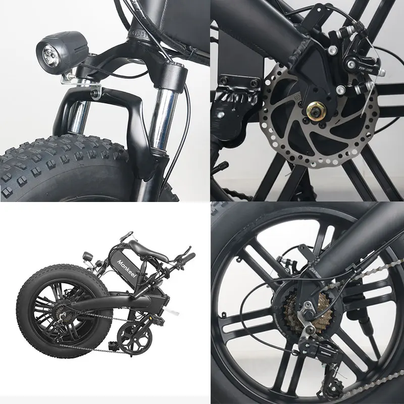 MK012 Eu Warehouse 500W Electric Bicycles Adult Foldable Mountain Ebike With 20 Inch Fat Tire Removable Battery 48V