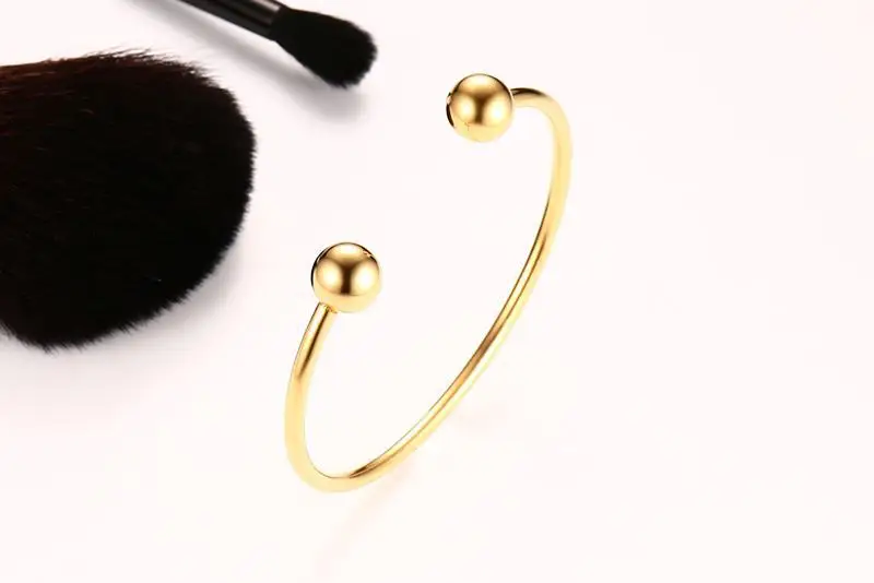 Wholesale High Polishing Stainless Steel Wire Open Cuff Bangle Screw Steel Beads Bangle Jewelry