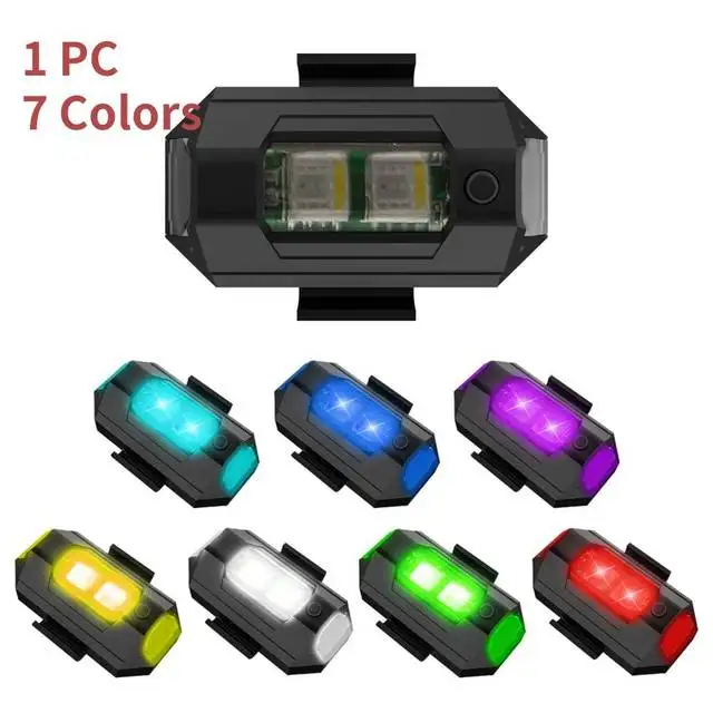 Modified Motorcycle Warning Light Black Bicycle Strobe LED Lamp Aircraft Recharge Night Flight Light
