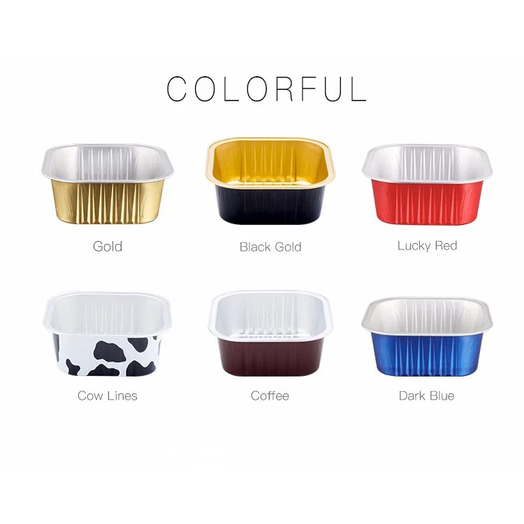 Factory price customized tin food packaging mini box 180ml sauce dessert cup baking colorful aluminum foil cupcake cups with lid