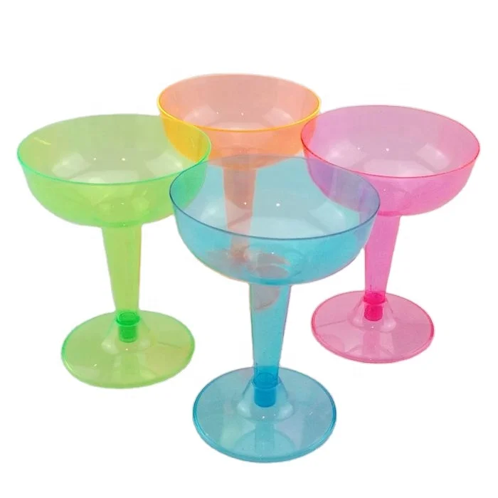 Одноразовые неоновые цветные пластиковые бокалы для Маргариты, 12 унций