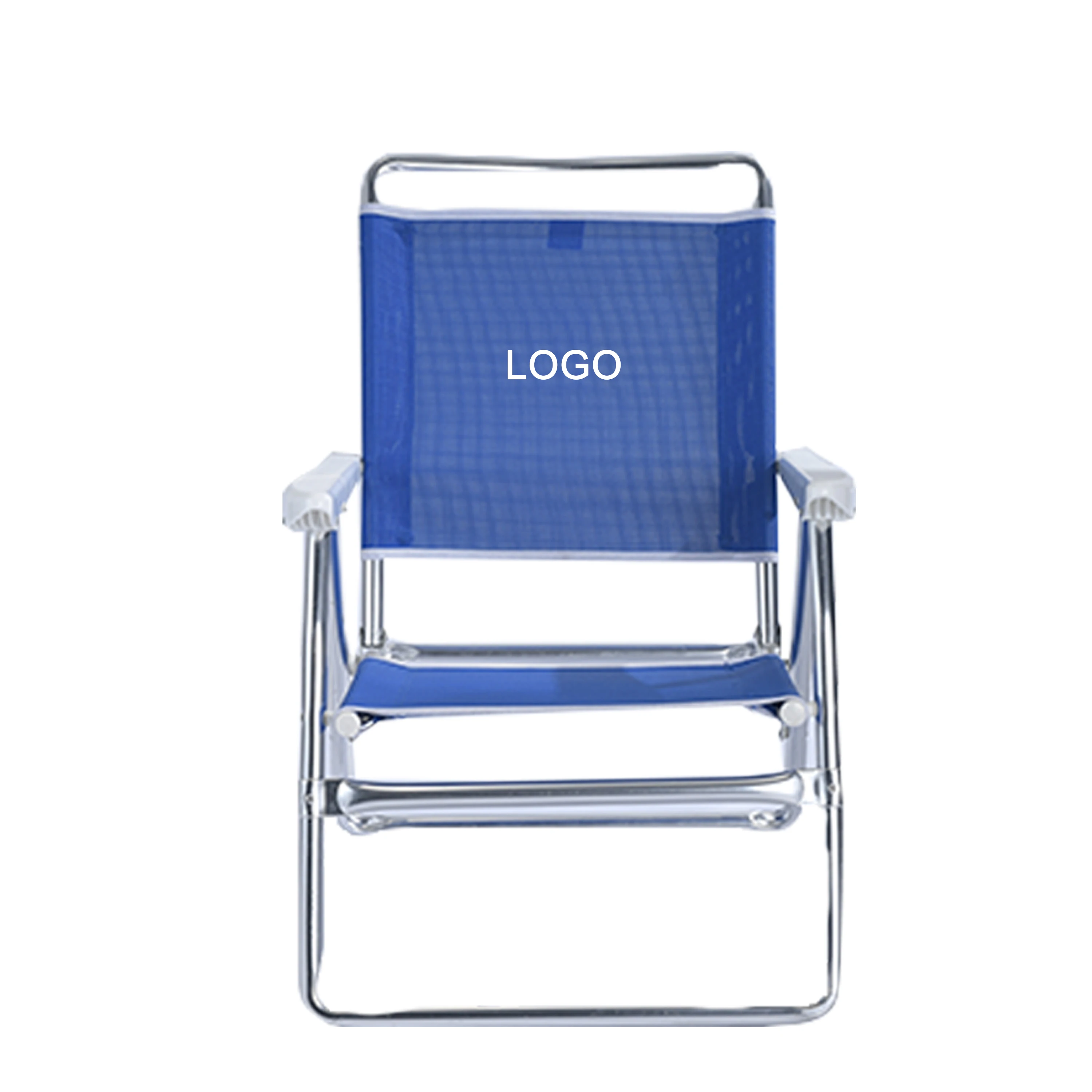 1pc Customized Logo Aluminum Portable Camping Chair Folding Chair Mediterranean Camping Blue Beach Chair Foldable