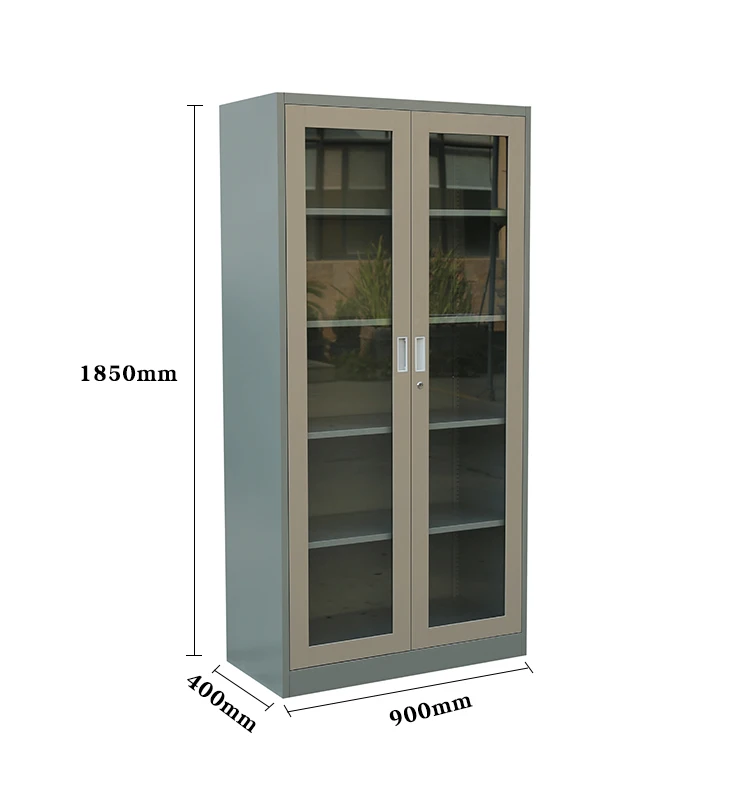 High Metal Sliding Glass Door Cabinet Iron Cupboard