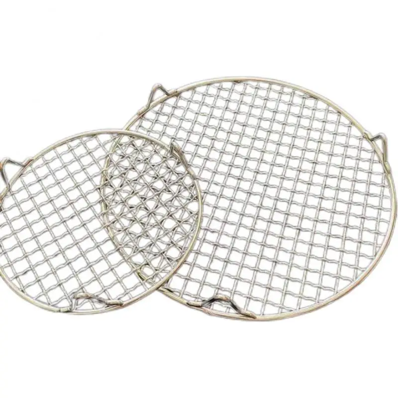 15cm-60cm Stainless Steel Barbecue Mesh Round BBQ Net with foot Barbecue Grill Mesh Cooling Rack