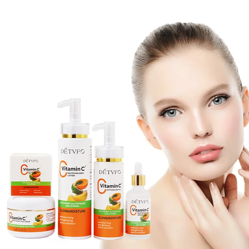 Oem Hot Sale Face Care 100% Organic Vc Whitening Brightening Skin Care Set Facial Vitamin C Rejuvenating Skin Care Set (New)