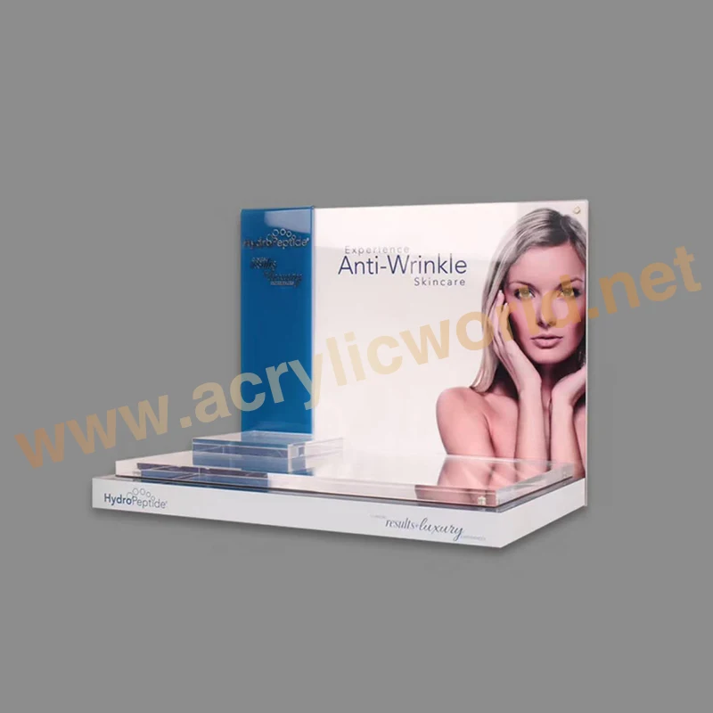 Personal Care Product Tester Display Perspex Perfume POP Counter Display Stand Black Acrylic Cosmetics Glorifier Unit