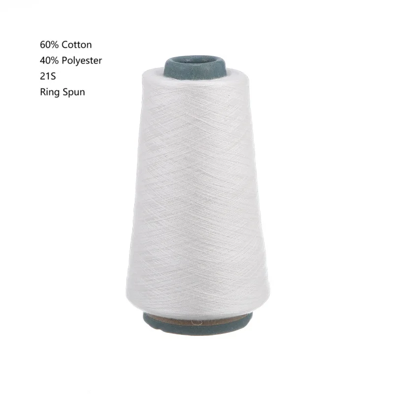 40% Polyester 60% Cotton 21S/1 Ring Spun Yarn TC 40/60 CVC Blended Yarn Raw White Yarn