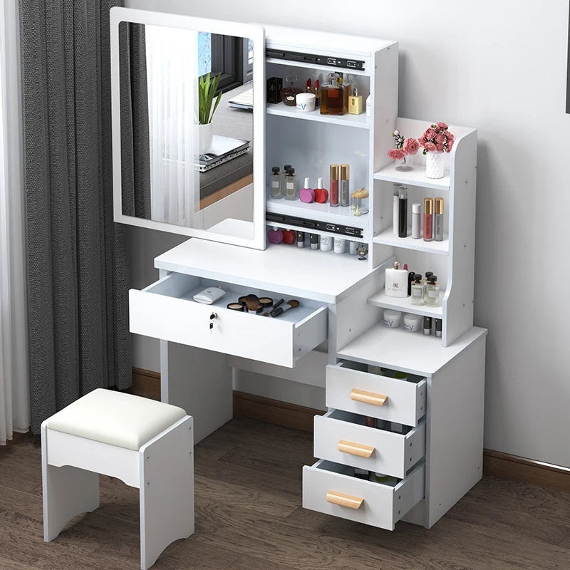 Corner Makeup Desk Smart For With Mirror Gold Box Table Vanities Pink Beauty Store Lighted Case Organizer Modern Kit Vanity