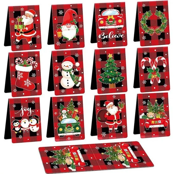 Custom Metal Merry Christmas Magnet Page Markers Foldable Xmas Page Cute Magnetic Bookmarks