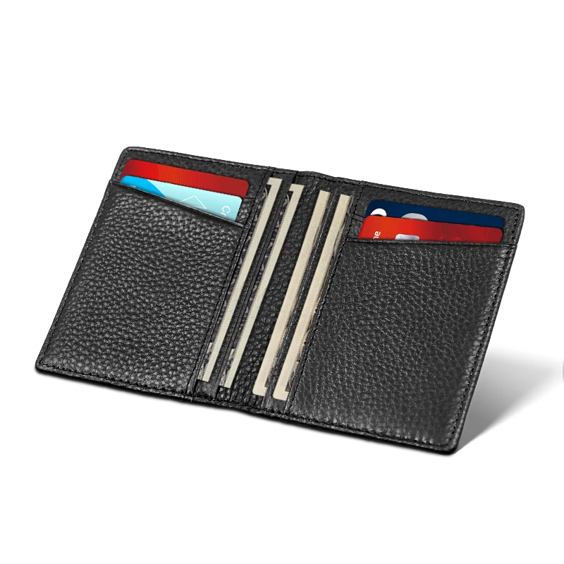 High quality genuine leather credit business men card holder wallet with money clip