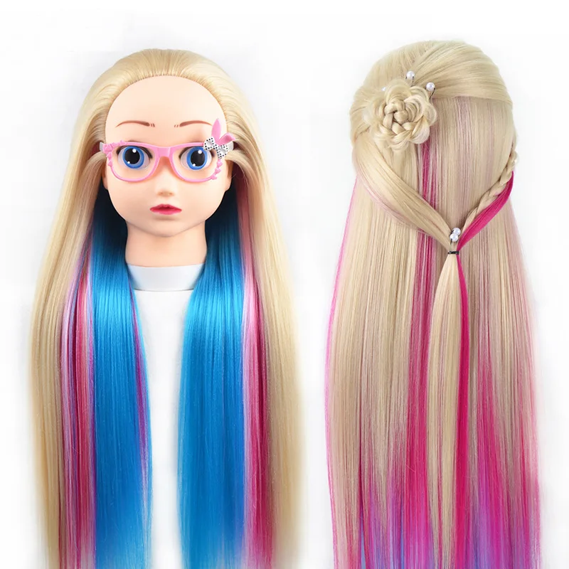 Salon Styling hair head training Cosmetology Doll Head Synthetic Fiber Hair Hairdressing Training Model Hair mannequin head