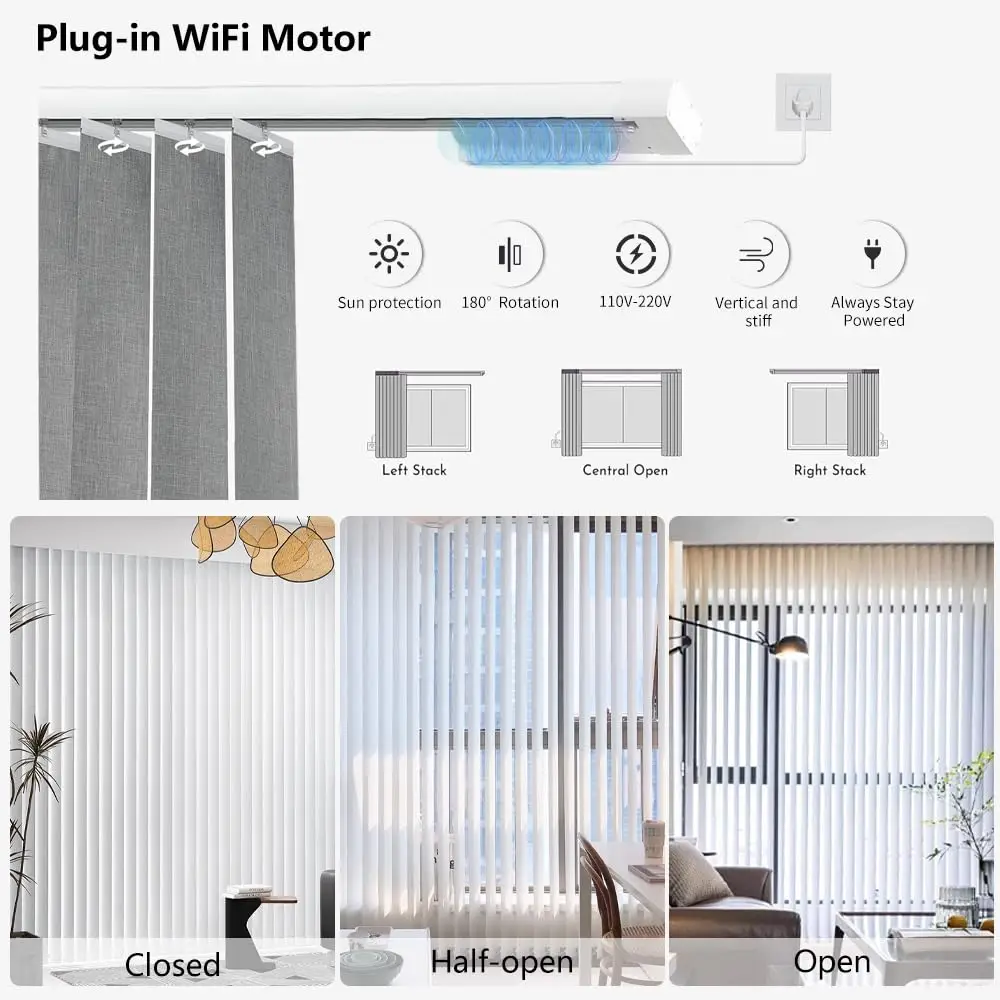 Customized Electric Patio Door Blind Sheers Window Shade Panel Blinds Smart motorized Vinyl Vertical Blinds Curtains