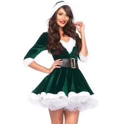 Winter 2022 New Arrival Christmas Costumes Dresses Women Cosplay Cotton Mini Dress Christmas Wear