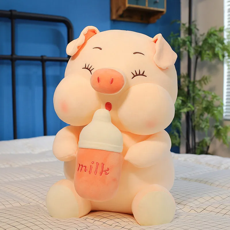 
baby bottle pig plush toy doll creative cartoon doll pillow 