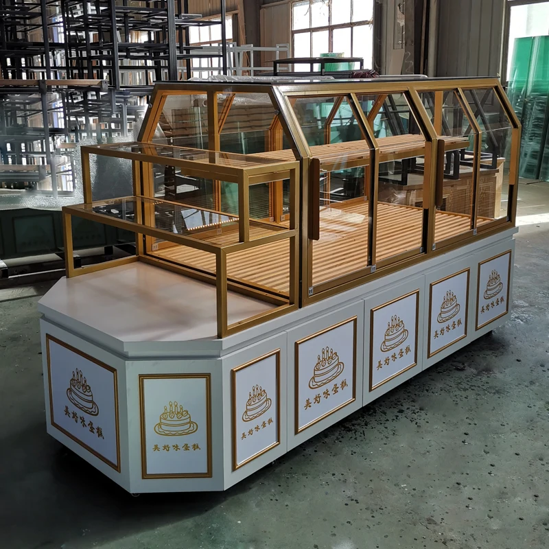 Bakery display cabinet bread display stand cake refrigerated glass showcase whole shop bakery furniture design and custom