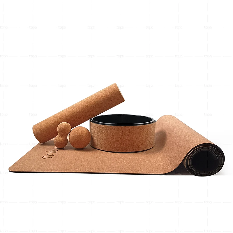 Yoga Sets Eco Yoga Mat Cork Wheel Ball  Roller Block For Pilates Exercise Massage Cork Yoga Mat