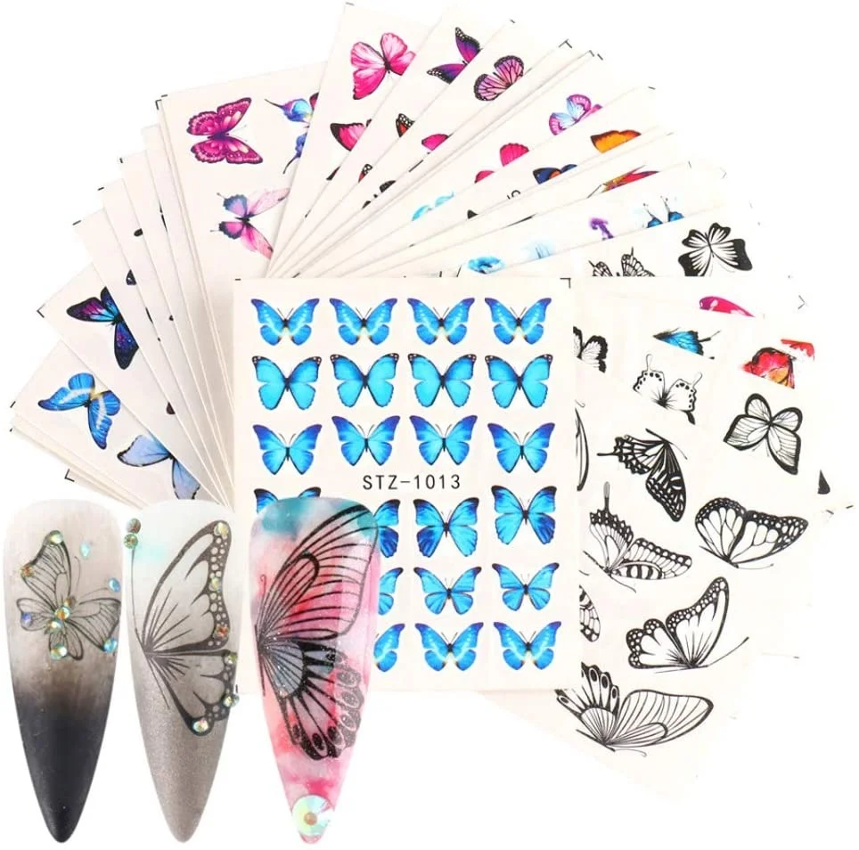 Glitter 3D Nail Transfer Slider Sticker Tip Flower Crown Jewelry Star Manicure Decal Decorations